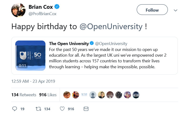 Brian Cox Tweet